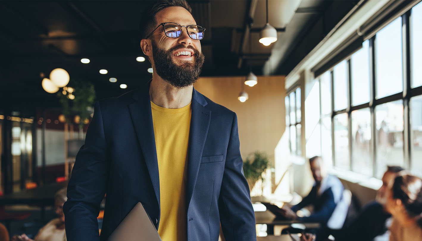 Uomo con mindset positivo